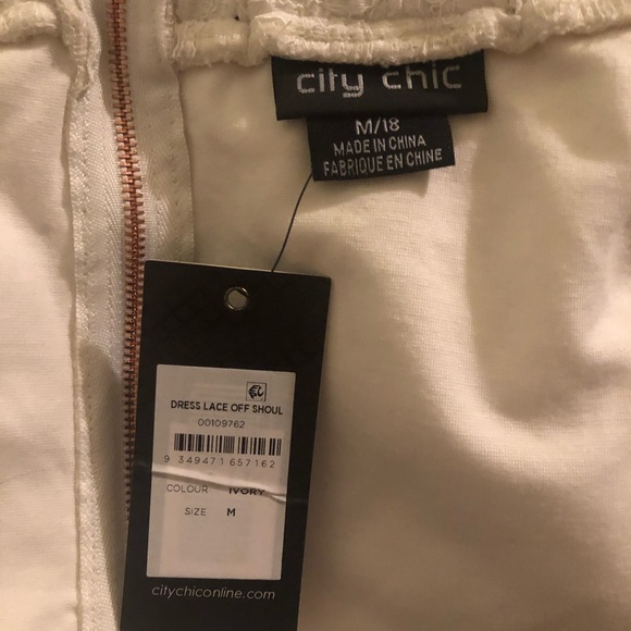 City Chic Ivory Mini Dress - off the shoulder - Picture 6 of 7